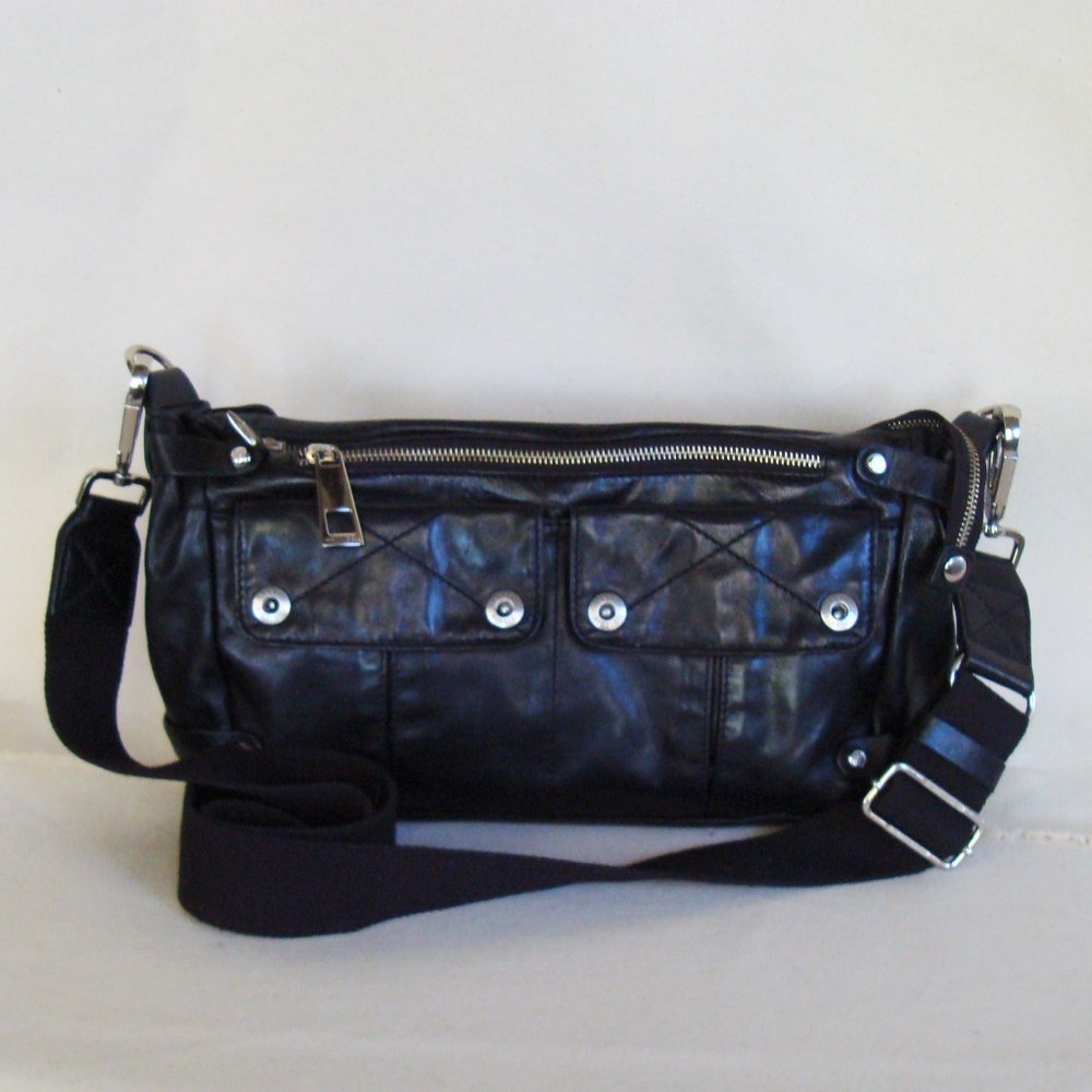 Francesco Biasia Black Leather Cross Body Bag - Picture 3 of 8